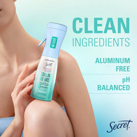 Secret deodorant mist with mint leaves for freshness