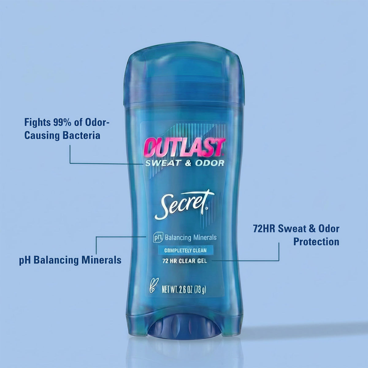 Secret Outlast Antiperspirant Deodorant for Women, clear gel application close-up