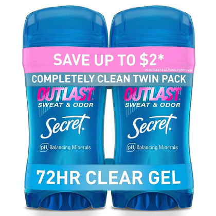 Secret Outlast Antiperspirant Deodorant for Women, clear gel packaging front view