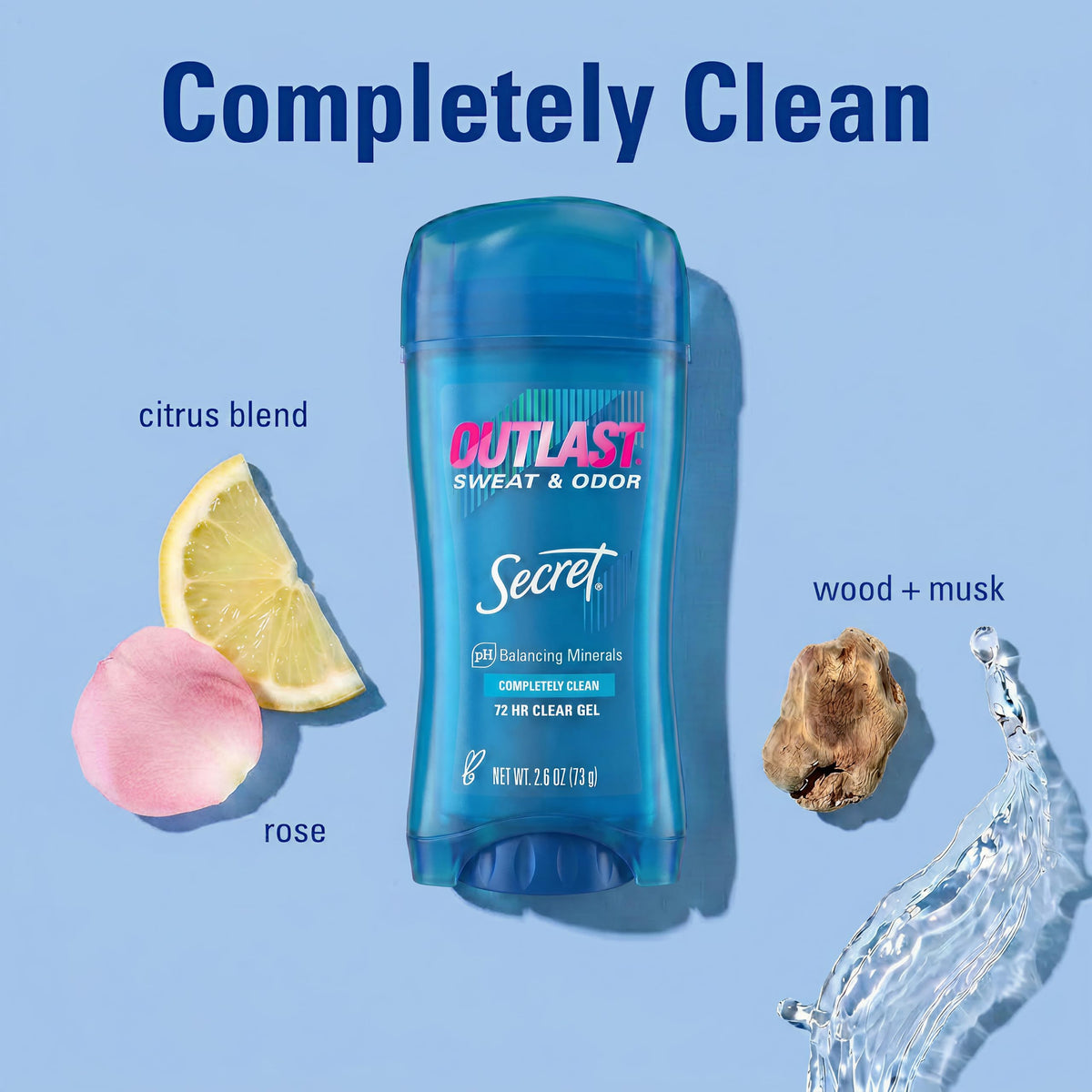 Secret Outlast Antiperspirant Deodorant for Women, clear gel texture demonstration