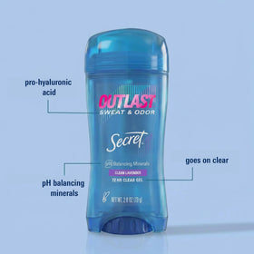 Secret Outlast Antiperspirant Deodorant showing clear gel application
