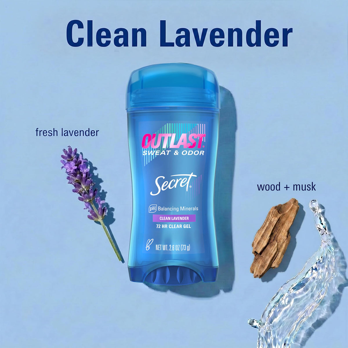 Secret Outlast Antiperspirant Deodorant with lavender flowers