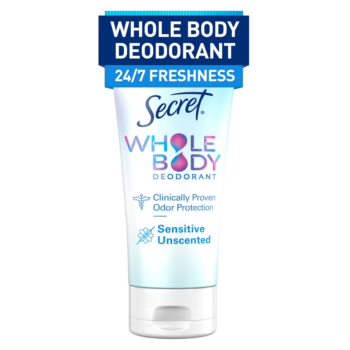 Secret Whole Body Deodorant Cream Unscented 3.0 oz front view
