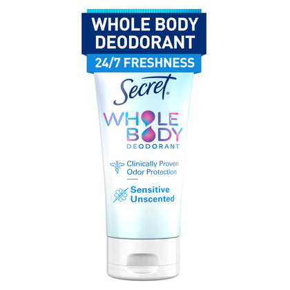 Secret Whole Body Deodorant Cream Unscented 3.0 oz front view