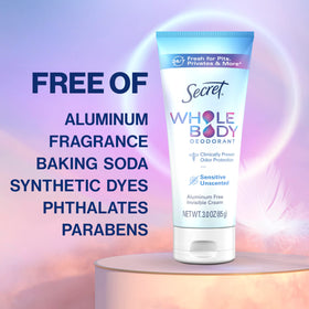 Secret Whole Body Deodorant Cream Unscented with peach and vanilla options