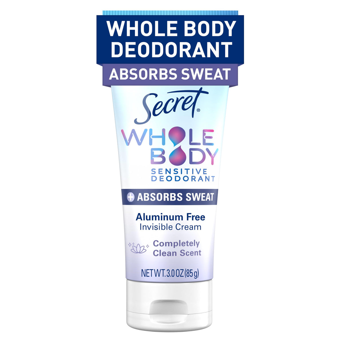 Secret Whole Body Deodorant Dry Feel Cream 3.0 oz front view