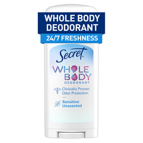 Secret Whole Body Deodorant Stick for Women, unscented, 2.4 oz front view