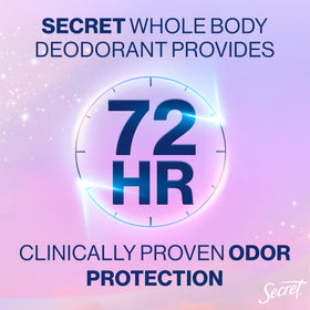 Secret Whole Body Deodorant Stick on a bathroom counter