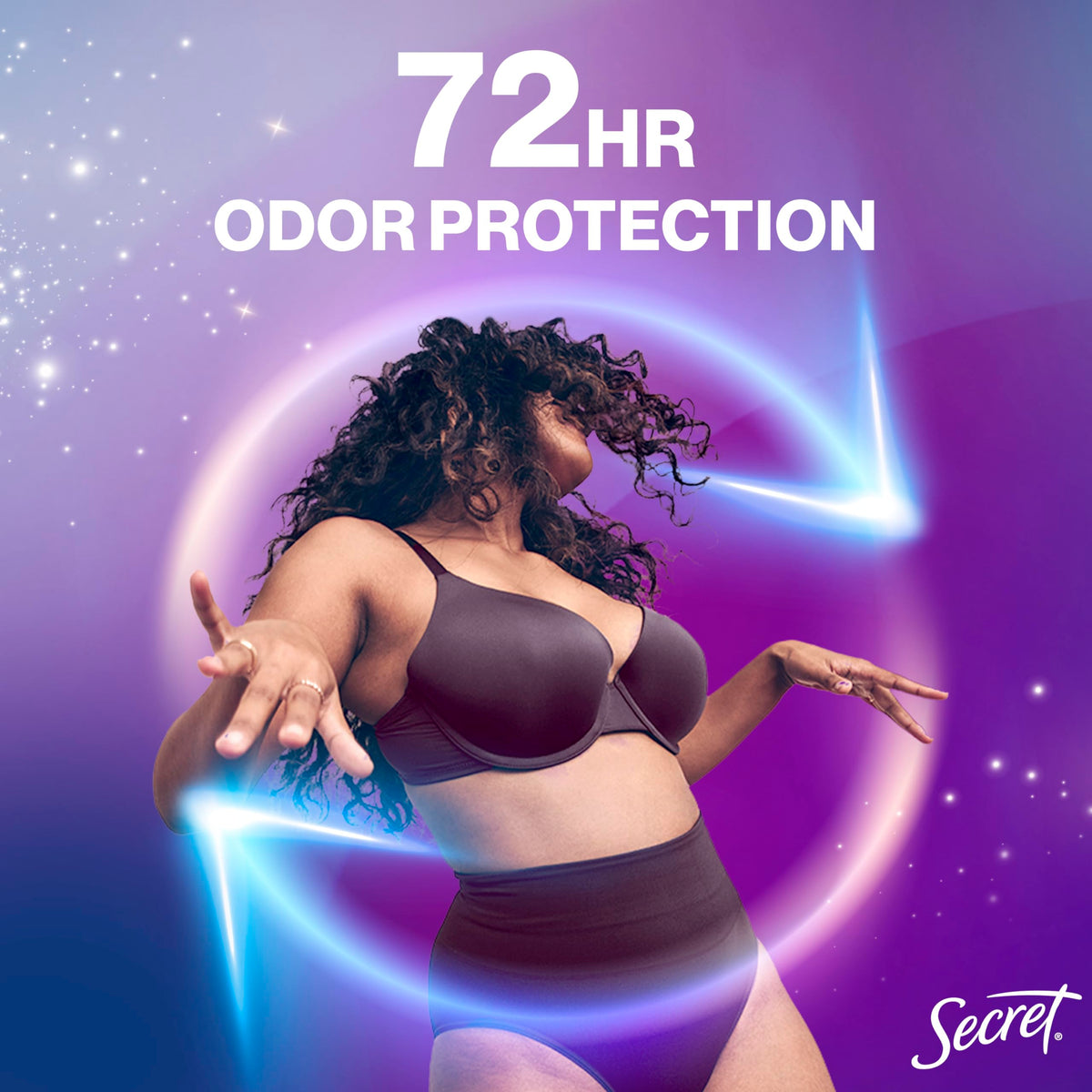 Secret Whole Body Deodorant Stick showing clear application on skin