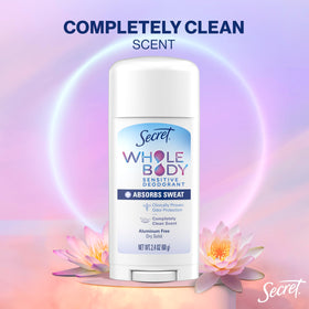 Secret Whole Body Deodorant Stick showing easy application