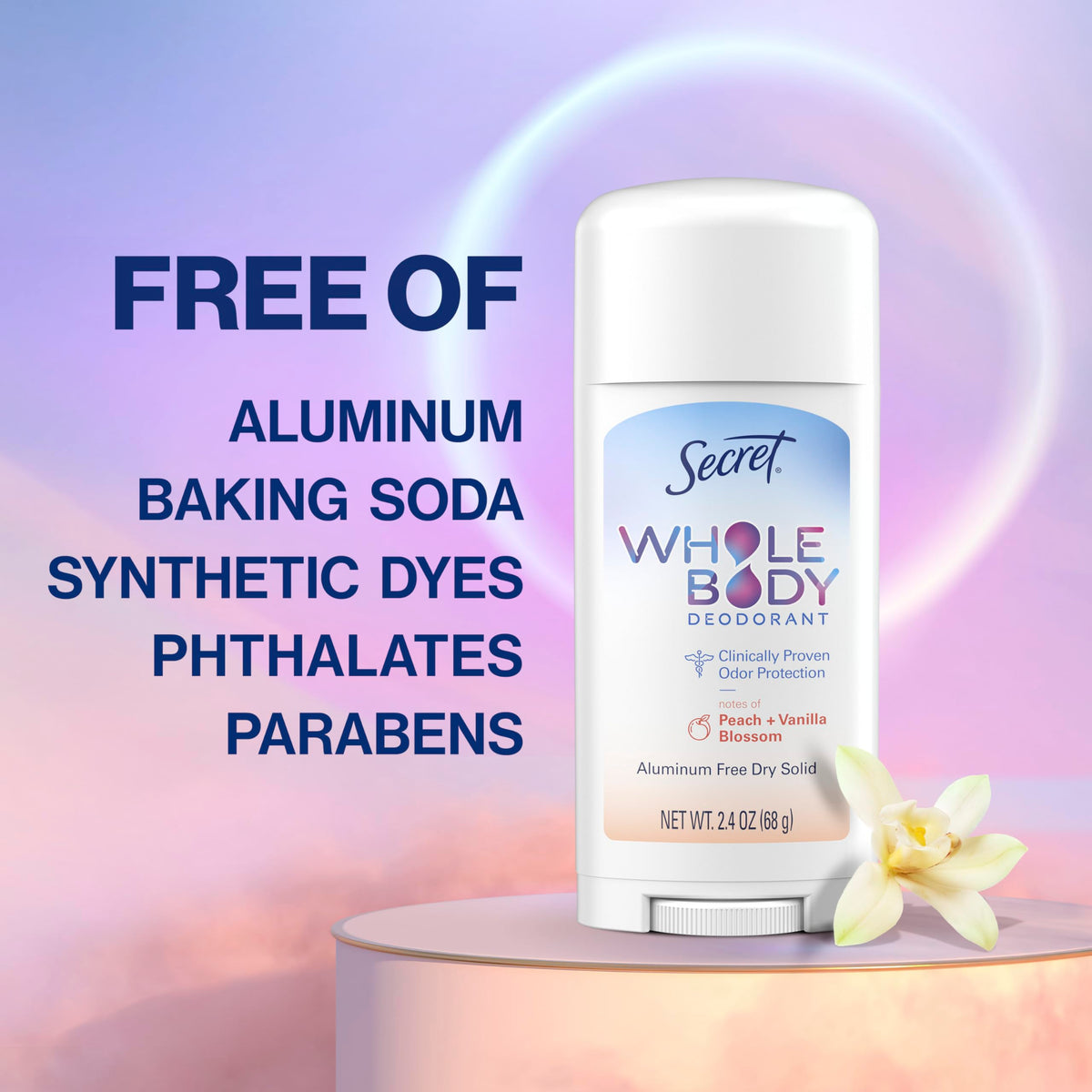 Secret Whole Body Deodorant Stick with ingredients list