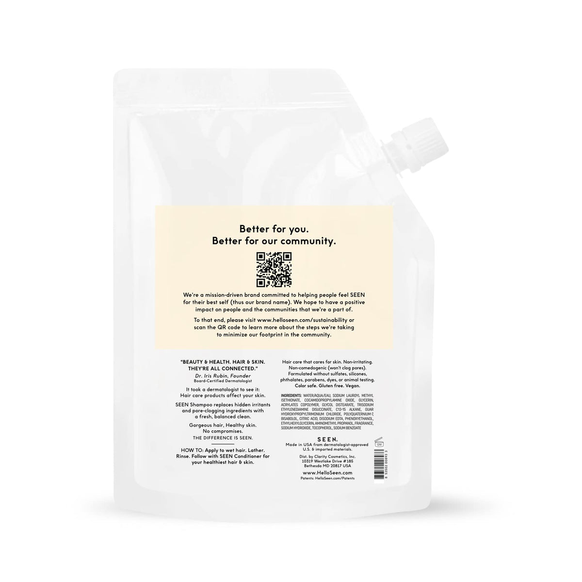 SEEN Shampoo Eco-Refill Scented 998g back view