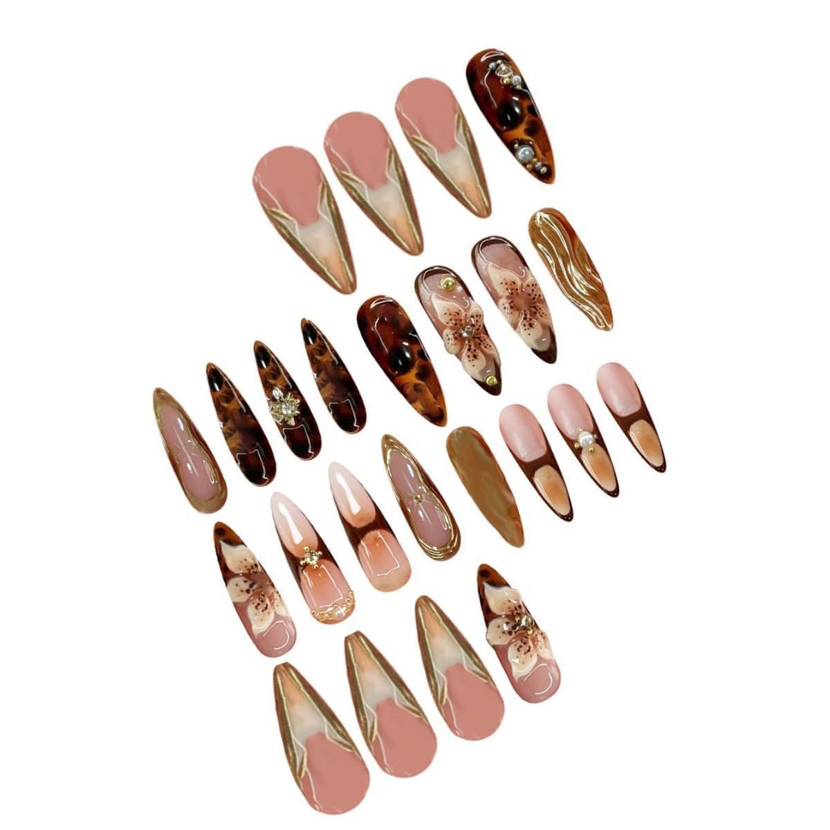 SEENEEY Almond Press On Nails cuticle stick and alcohol pad