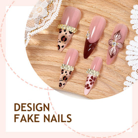 SEENEEY Almond Press on Nails displayed on a hand