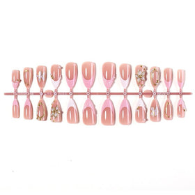 SEENEEY Almond Press on Nails displayed with accessories