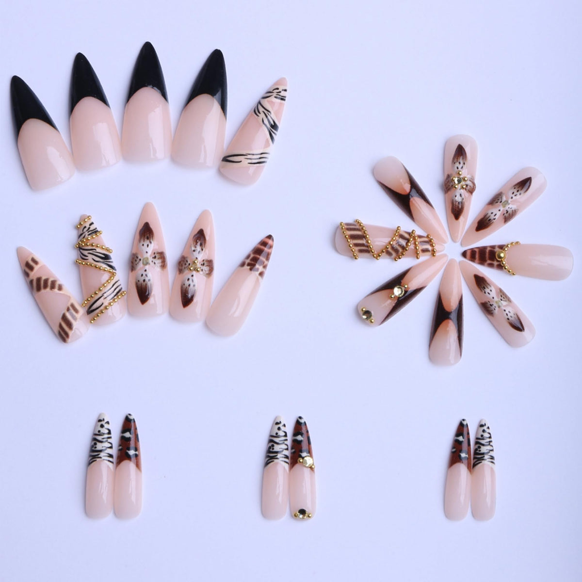 SEENEEY Almond Press on Nails package showing all 24 pieces