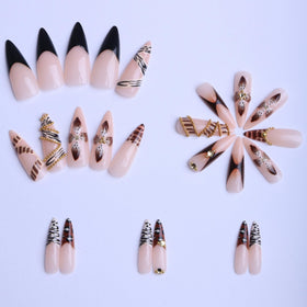 SEENEEY Almond Press on Nails package showing all 24 pieces