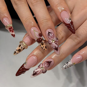 SEENEEY Almond Press on Nails packaging with 24 pieces