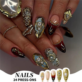 SEENEEY Almond Press on Nails side view showcasing design