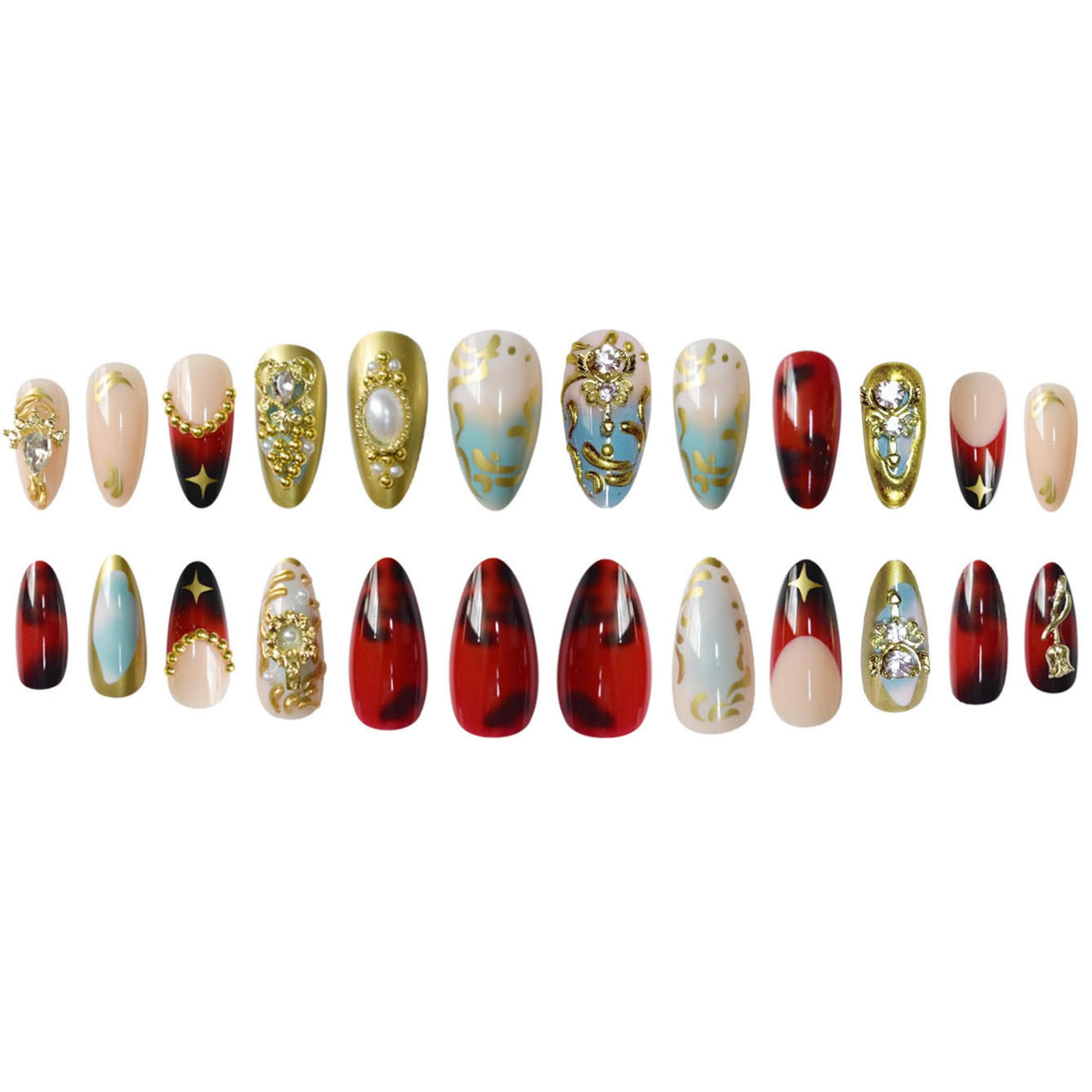 SEENEEY Almond Press on Nails with a hand model