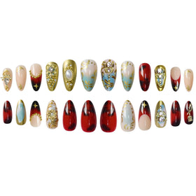 SEENEEY Almond Press on Nails with a hand model