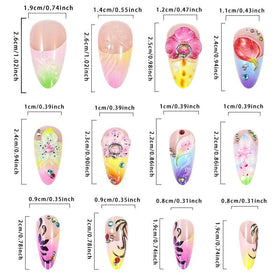 SEENEEY Press On Nails Almond Floral Design side view