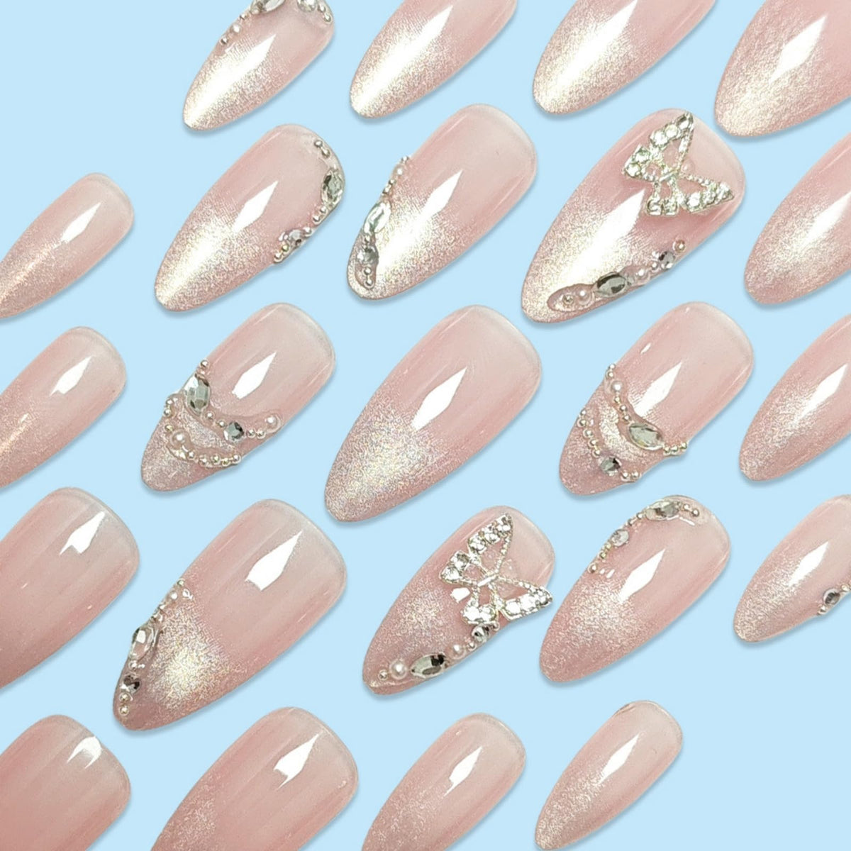 SEENEEY press on nails with jelly glue and mini file