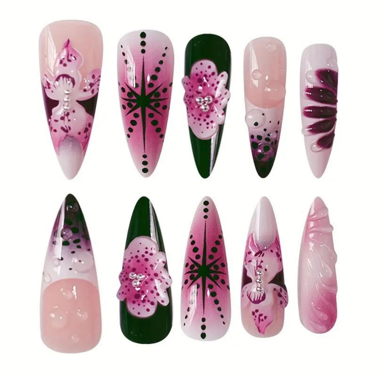SEENEEY press on nails with storage box and accessories
