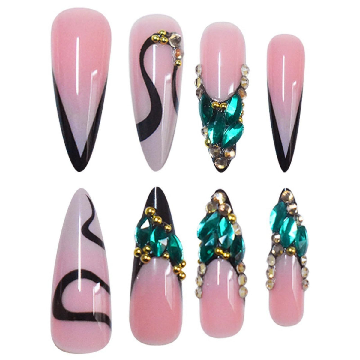 SEENEEY Stiletto Fake Nails with jelly glue and mini file