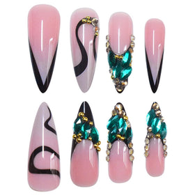 SEENEEY Stiletto Fake Nails with jelly glue and mini file