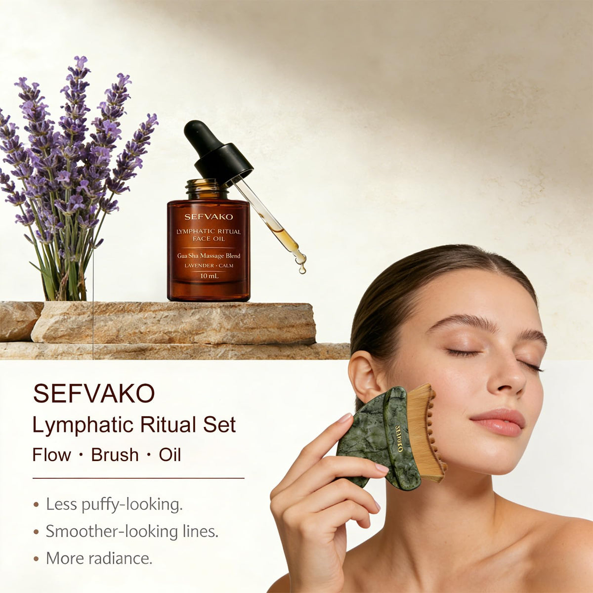 SEFVAKO Lymphatic Contour Face Brush soft bristles close-up