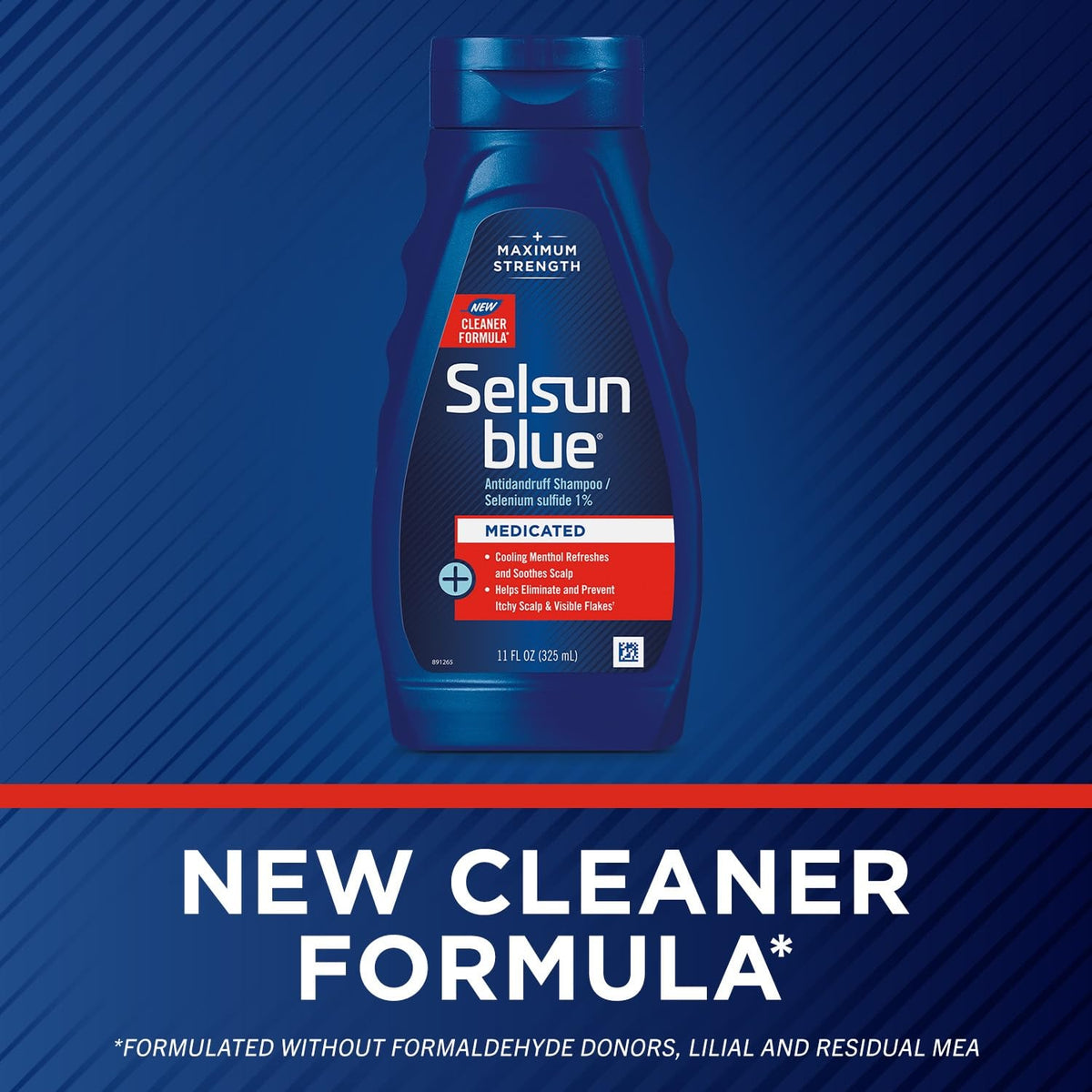 Selsun Blue Medicated Antidandruff Shampoo bottle side view
