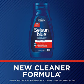 Selsun Blue Medicated Antidandruff Shampoo bottle side view