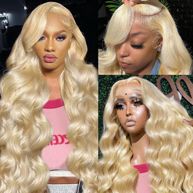 SEMANK 613 Lace Front Wig 26 inch blonde human hair front view