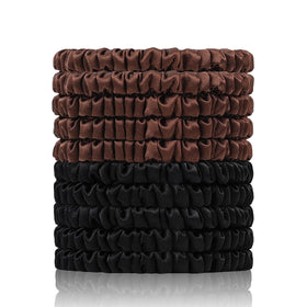 SEMRUE 100% Mulberry Silk Hair Ties 10PCS in black and brown