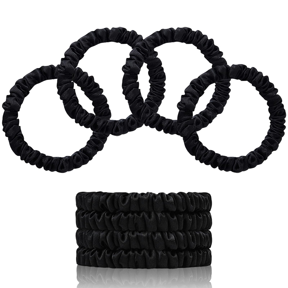 SEMRUE 100% Mulberry Silk Hair Ties in black, front view