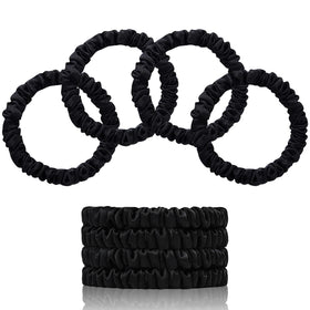 SEMRUE 100% Mulberry Silk Hair Ties in black, front view