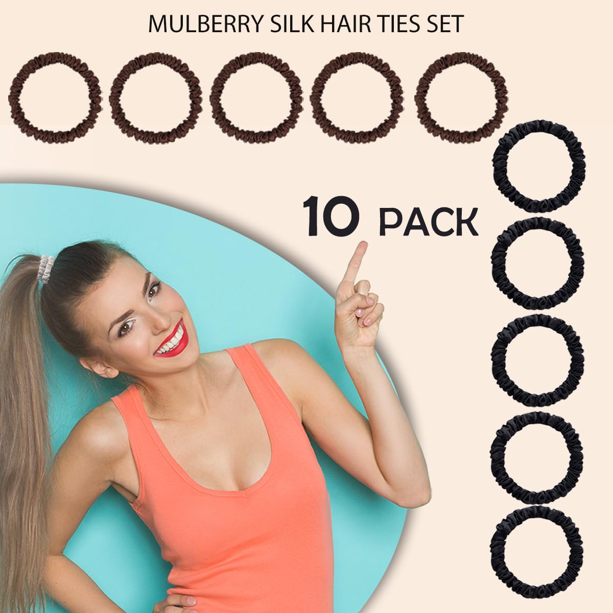 SEMRUE silk hair ties displayed in elegant packaging