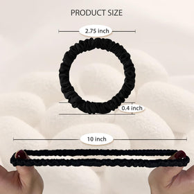 SEMRUE silk scrunchies arranged to show their elasticity