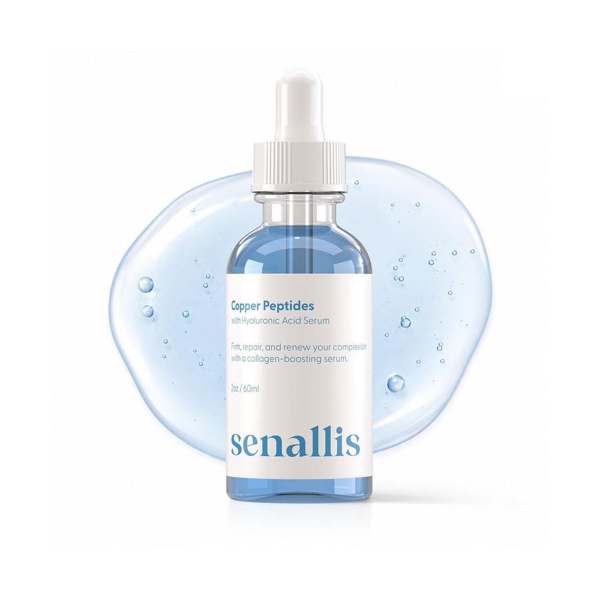 SenAllis Cosmetics Copper Peptides Serum 2 Fl Oz front view