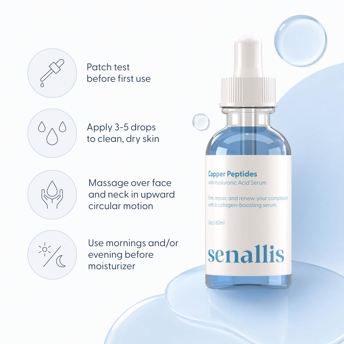 SenAllis Cosmetics Copper Peptides Serum 2 Fl Oz packaging