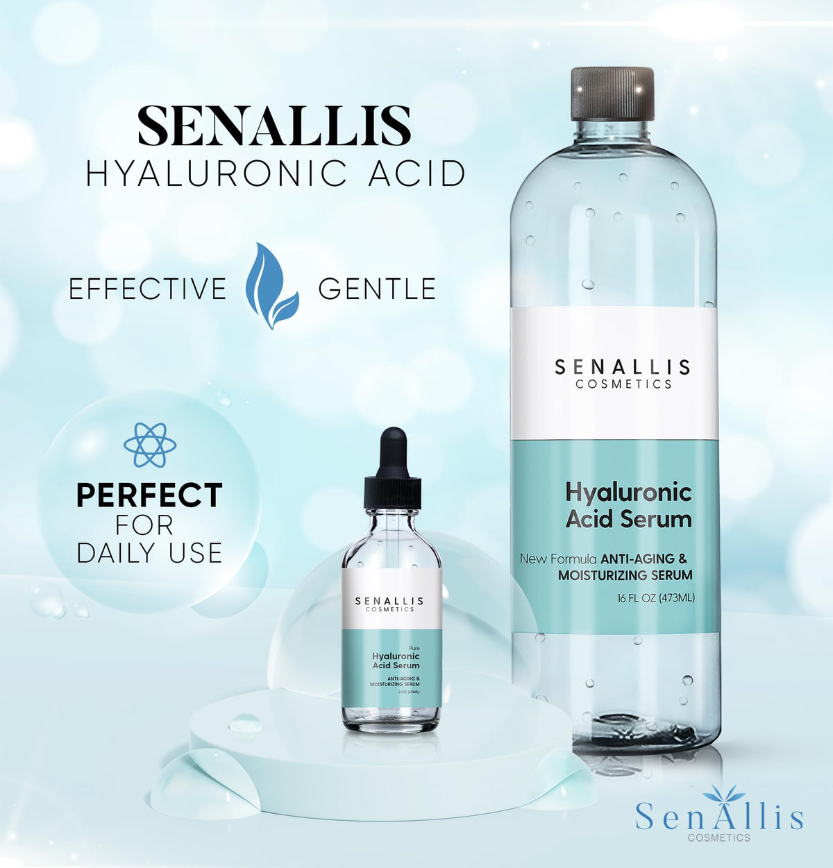 SenAllis Hyaluronic Acid Serum application on skin