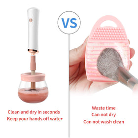 senbowe Makeup Brush Cleaner in use with brush attached