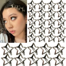 Seneeel Star Hair Clips 1.22 inch silver metal front view