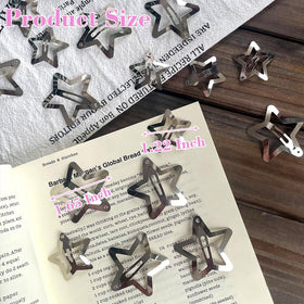 Seneeel Star Hair Clips 1.65 inch silver metal side view