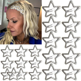 Seneeel Star Hair Clips 20 PCS silver metal clips front view