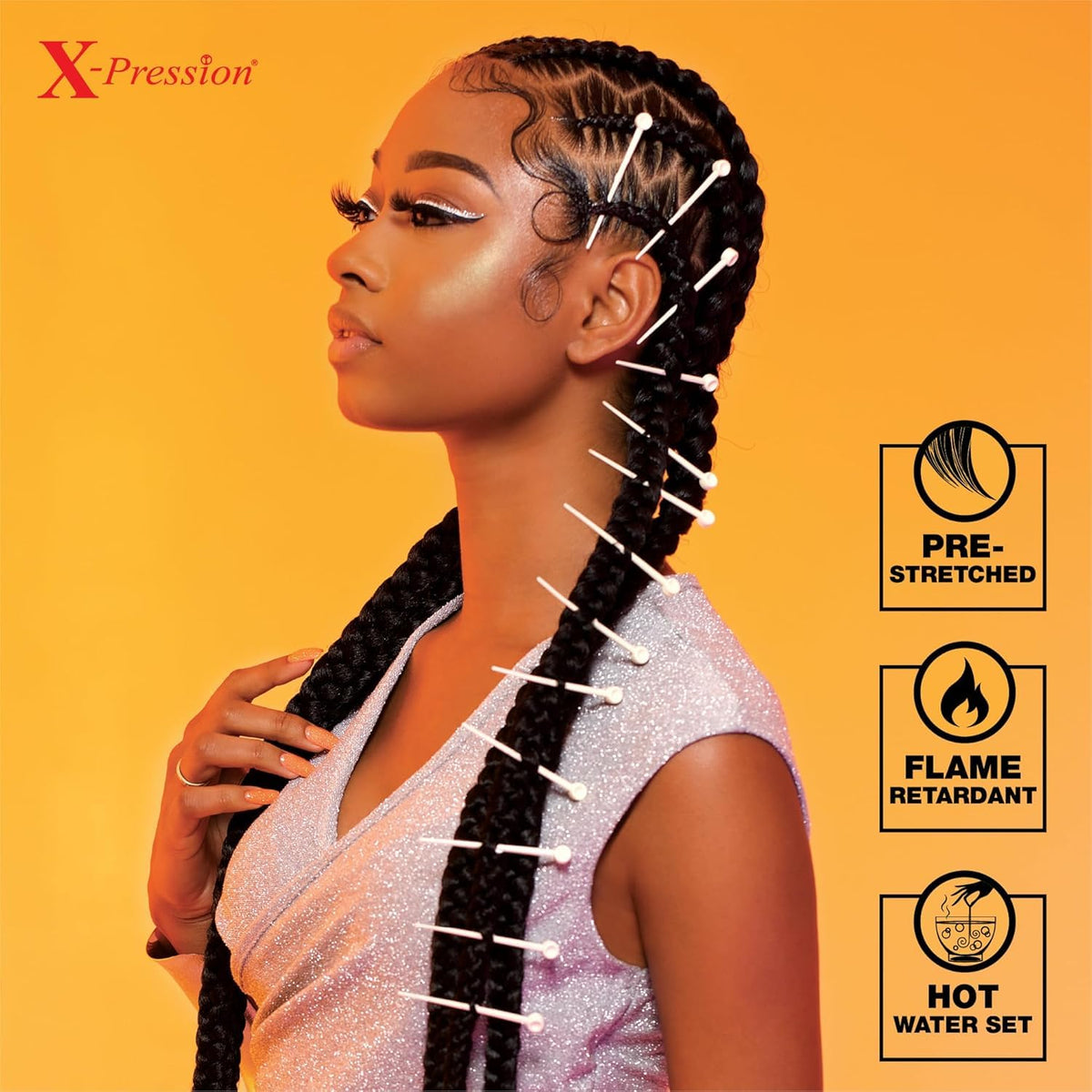 Sensationnel Braids XPRESSION 3X Braid showing length