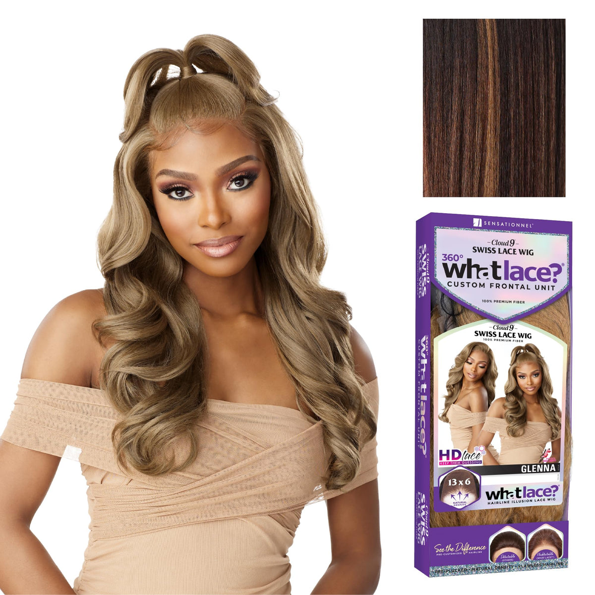 Sensationnel What Lace 13x6 Wig-Glenna front view in Balayage Chocolate