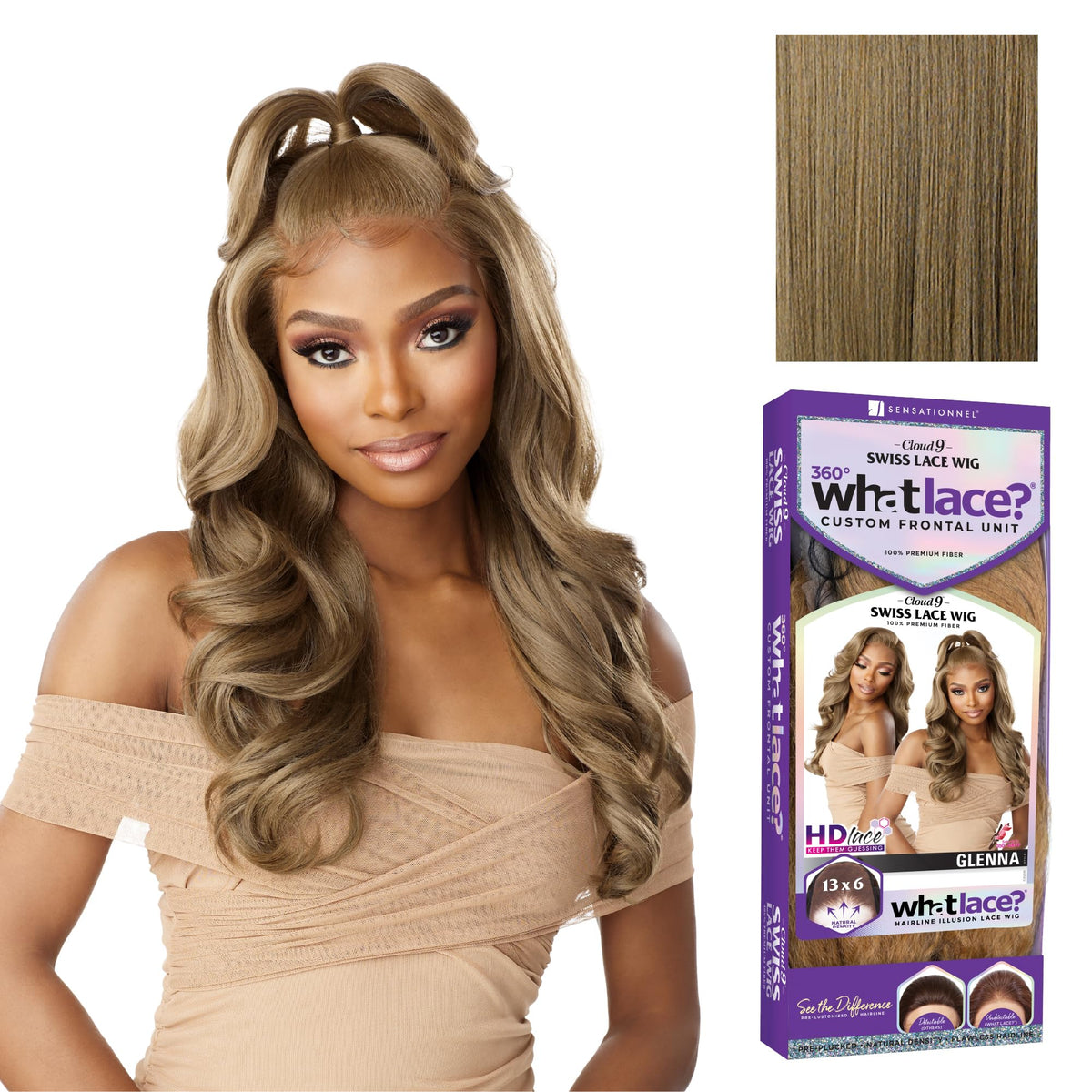 Sensationnel What Lace 13x6 Wig-Glenna front view in Light Ash Brown