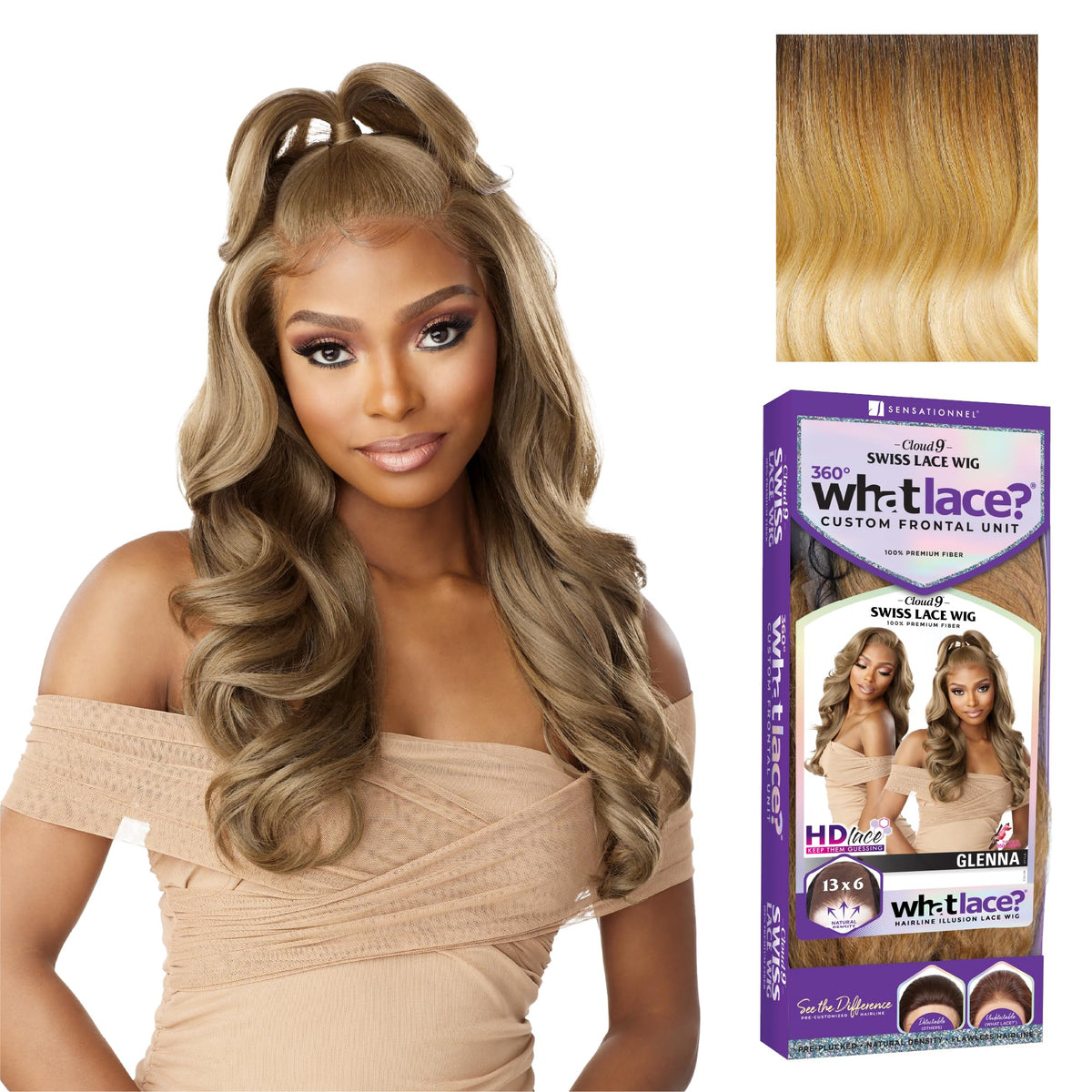 Sensationnel What Lace 13x6 Wig-Glenna front view with pre-plucked hairline